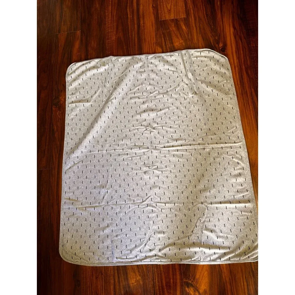 Carter’s Gray Grey Baby Security Blanket Cotton Knit Lovey Mustache Print No Tag